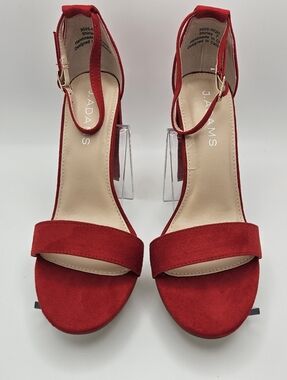 NIB J. Adams Shirley Heels In Red Vegan Suede Size 7